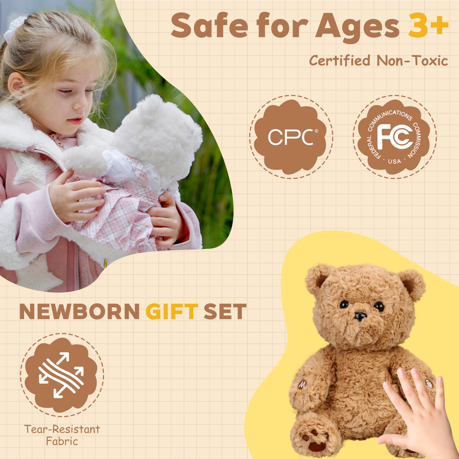 The Fastest-Response AI Talking Plush Toy for Kids Ages 3+, Rechargeable Interactive Companion with Multi-Language Support, Soft Smart Stuffed bear for Boys & Girls, Preschool Educational Learning Gift for Birthday & Holidays