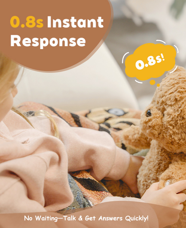 The Fastest-Response AI Talking Plush Toy for Kids Ages 3+, Rechargeable Interactive Companion with Multi-Language Support, Soft Smart Stuffed bear for Boys & Girls, Preschool Educational Learning Gift for Birthday & Holidays