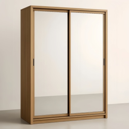 Armadio con Porte Scorrevoli in Legno e Specchio 200x60x210 cm
