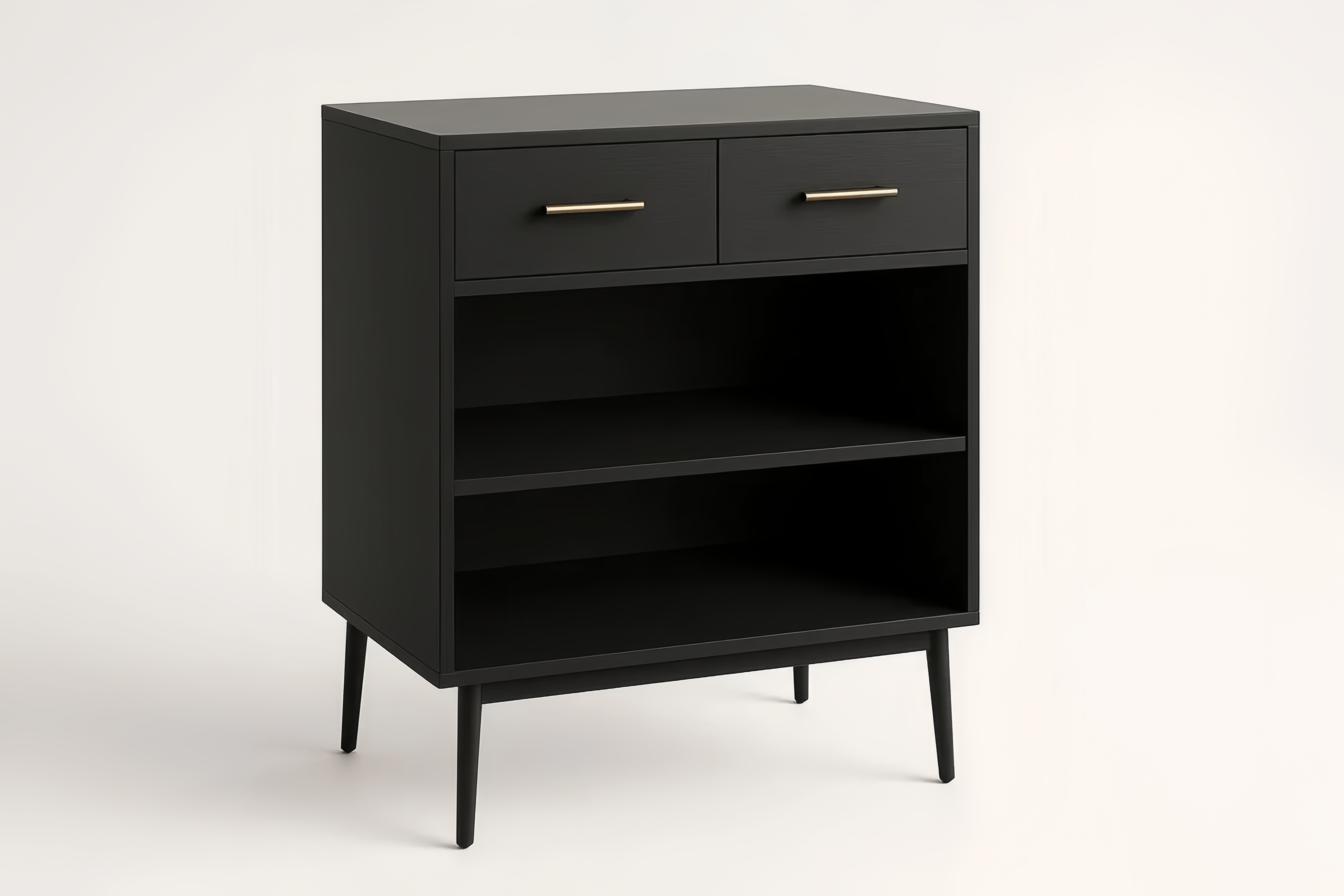 Armadio portaoggetti con 2 cassetti e 2 ripiani, nero 80x40x100 cm