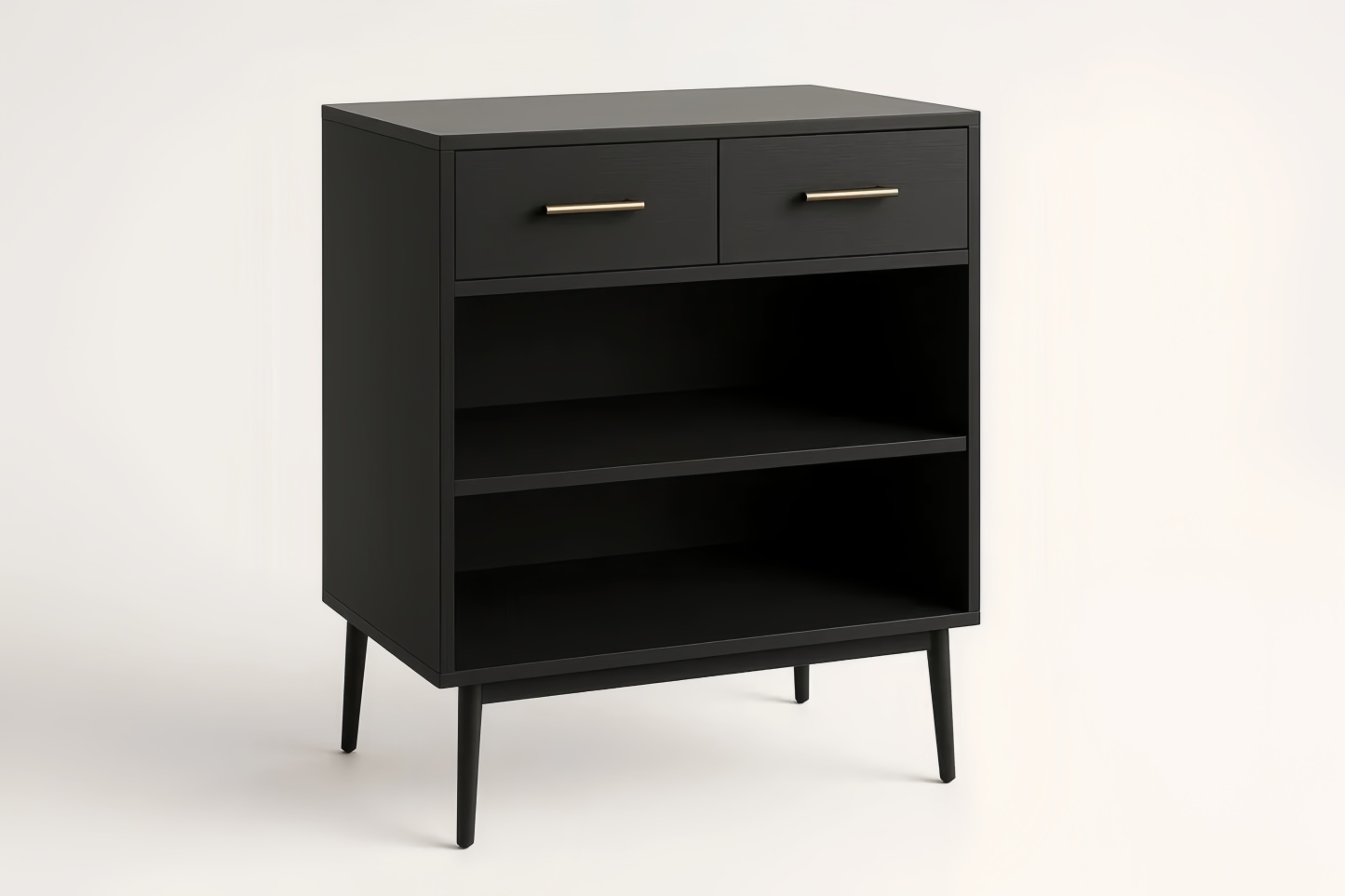 Armadio portaoggetti con 2 cassetti e 2 ripiani, nero 80x40x100 cm