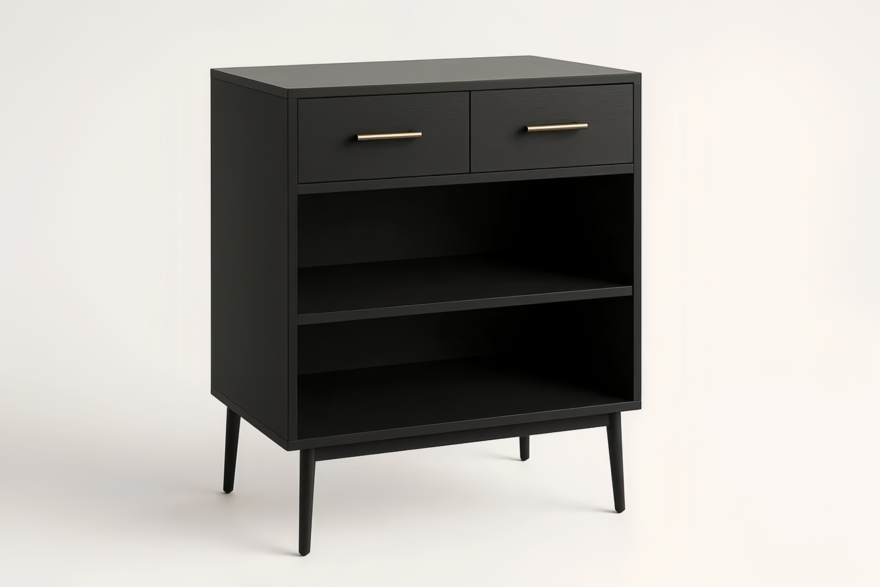 Armadio portaoggetti con 2 cassetti e 2 ripiani, nero 80x40x100 cm