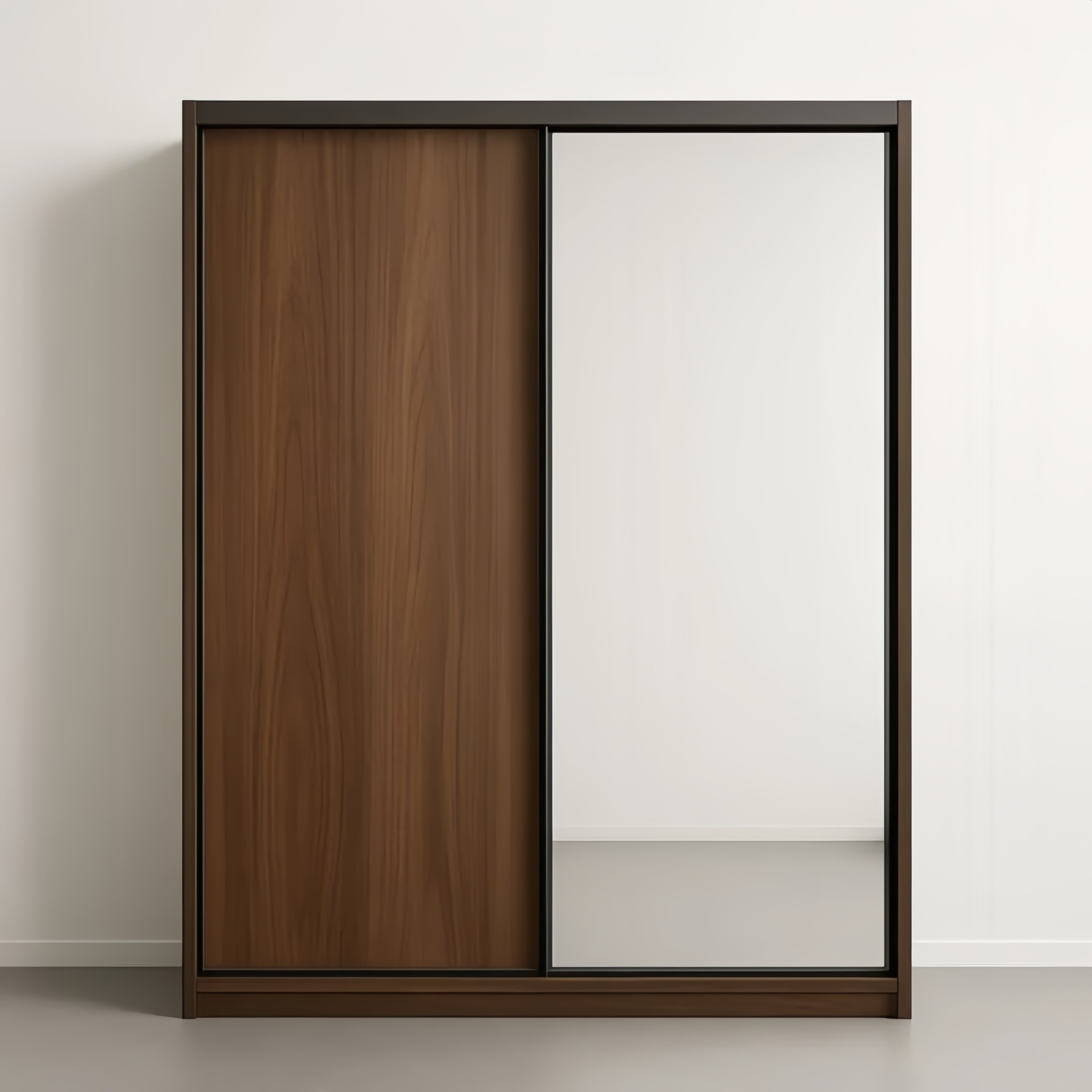 Armadio Scorrevole in Legno con Specchio 200x220x60 cm Marrone/Nero