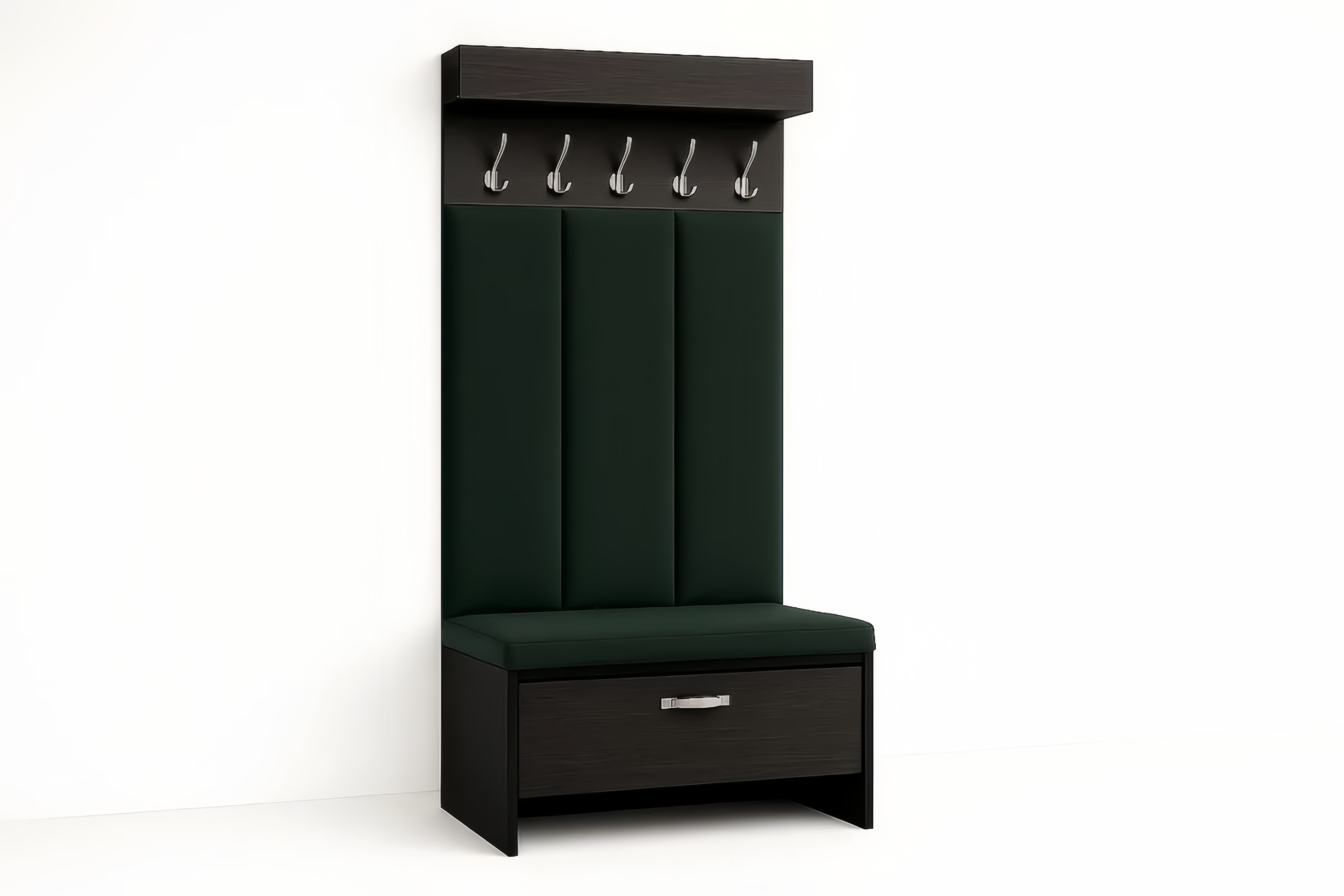 Appendiabiti con panca in MDF e tessuto Verde Scuro 190x60x40 cm