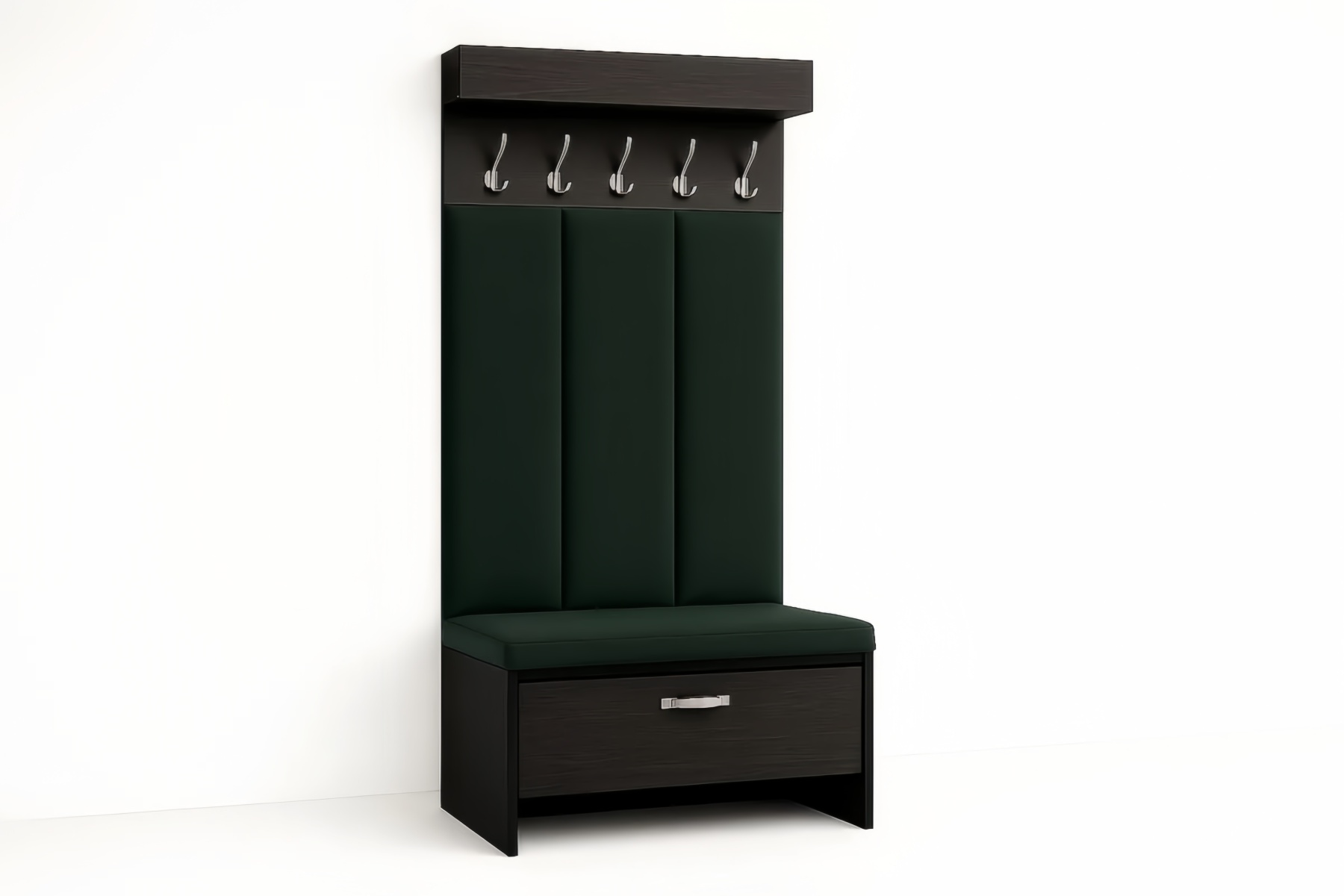 Appendiabiti con panca in MDF e tessuto Verde Scuro 190x60x40 cm