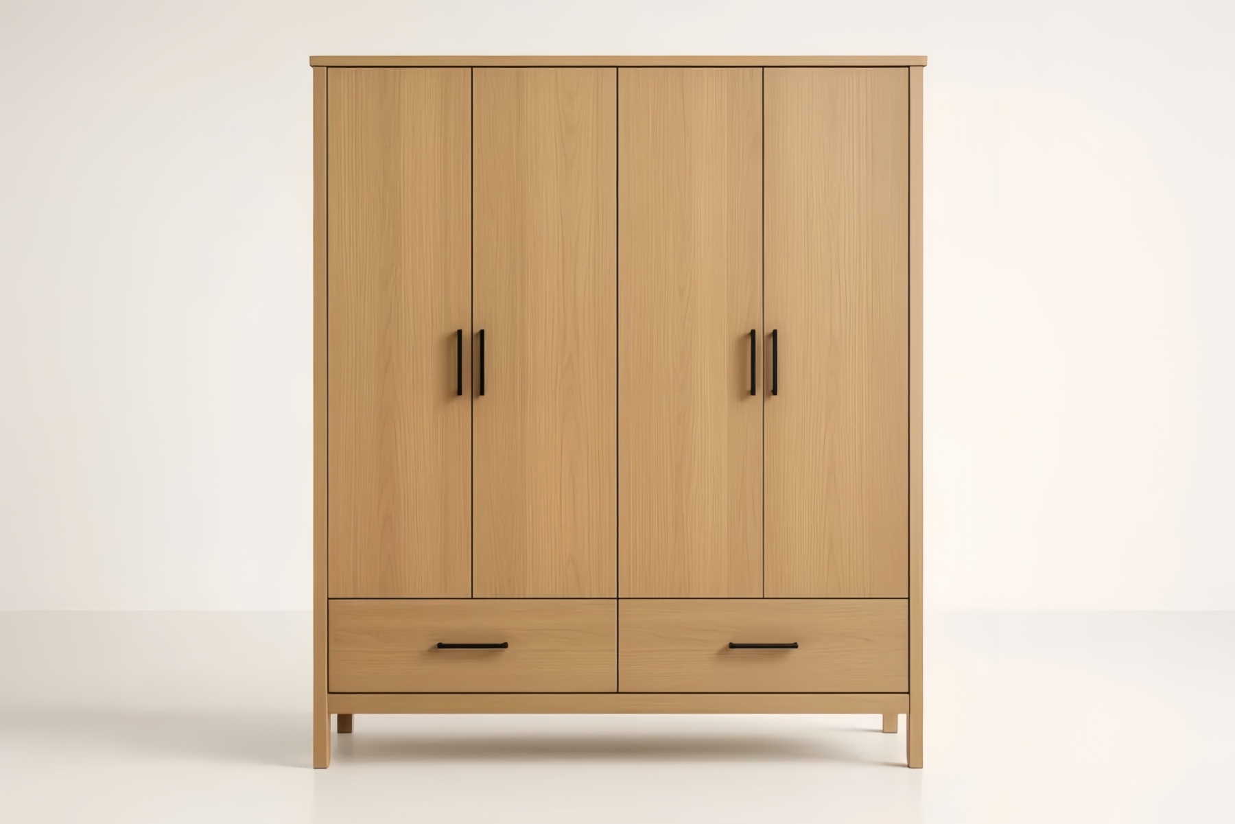 Armadio in Legno Rovere 4 Ante 2 Cassetti 200x180x60 cm(H×L×P)