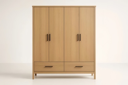 Armadio in Legno Rovere 4 Ante 2 Cassetti 200x180x60 cm(H×L×P)