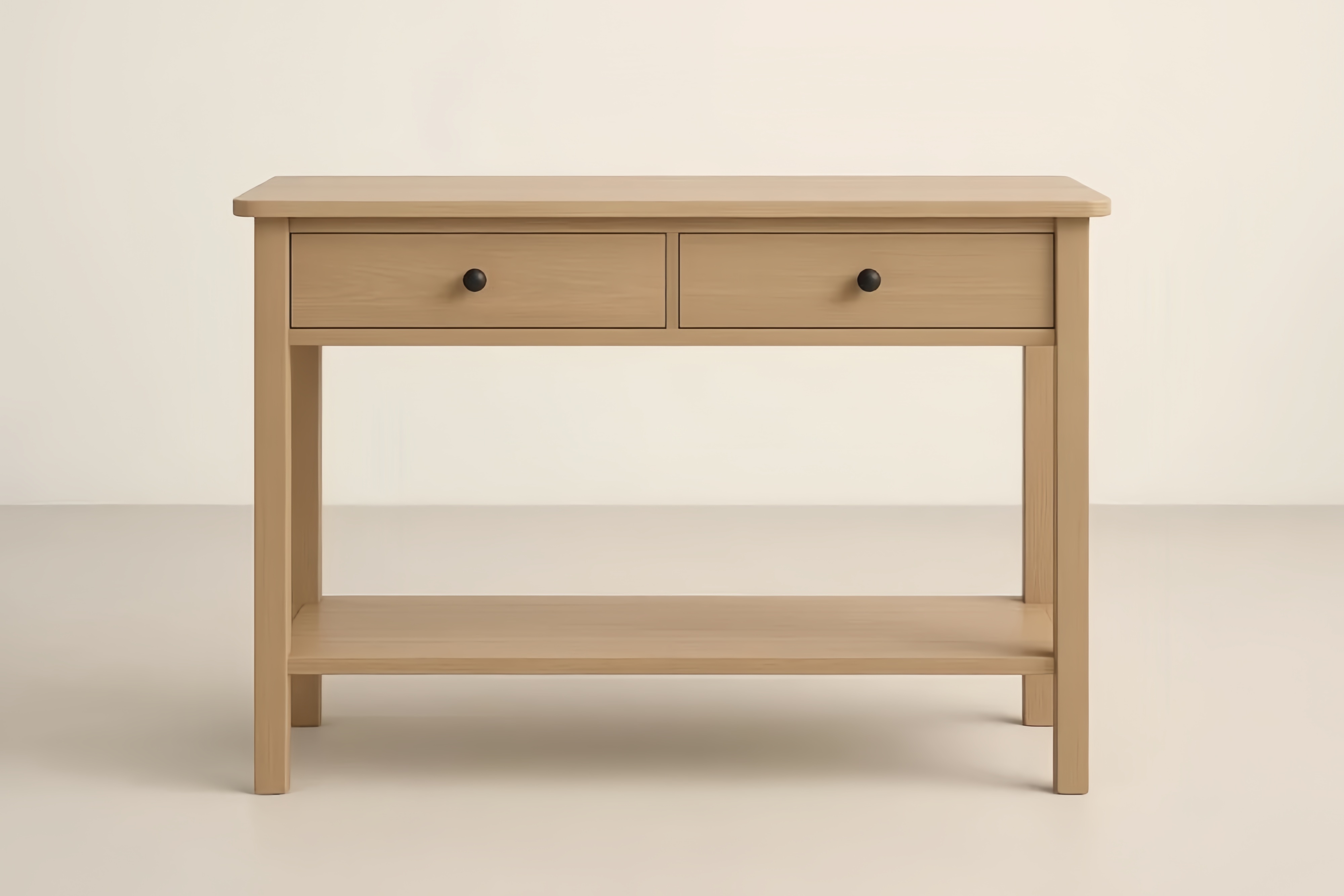 Consolle in MDF con due cassetti in rovere