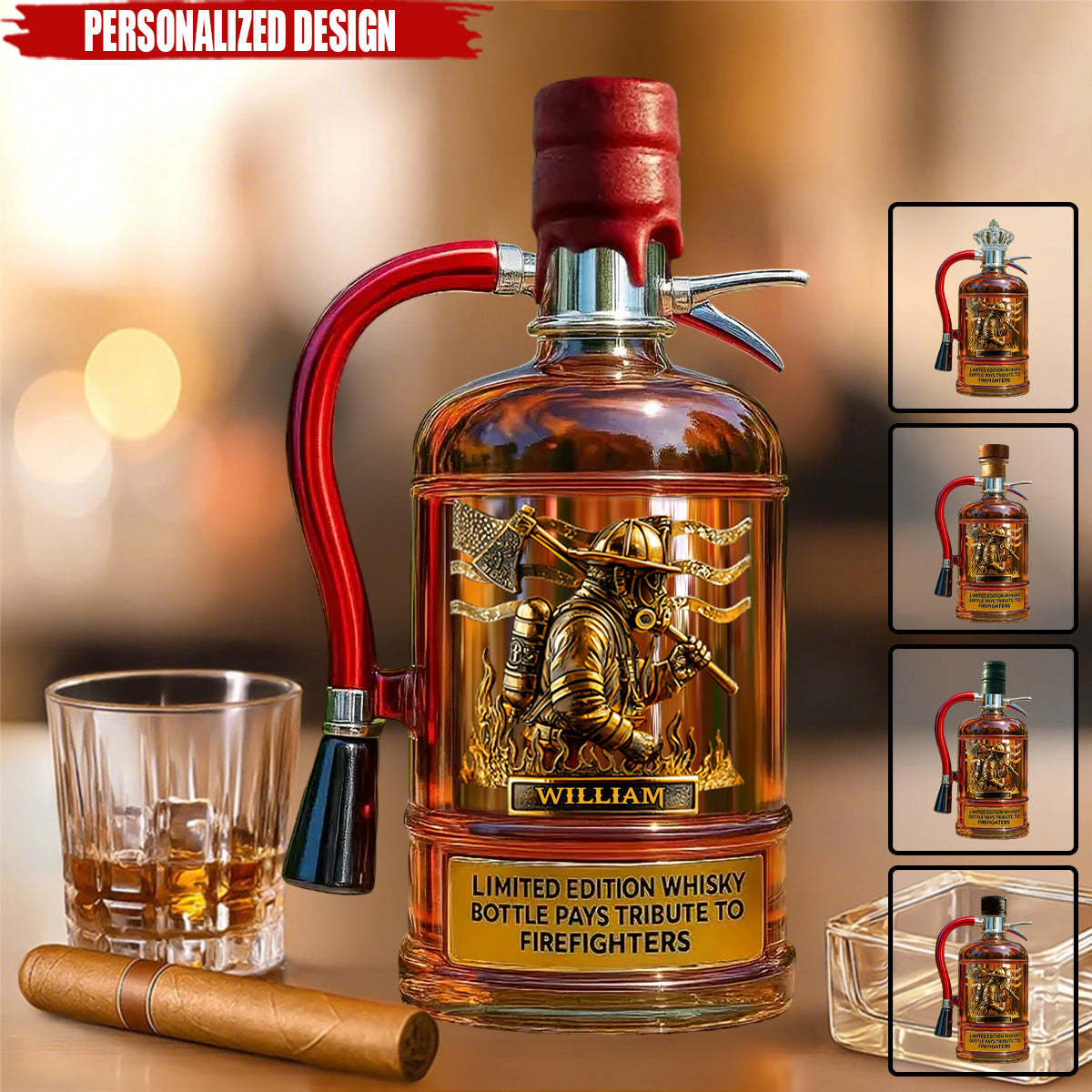 Personalized Firefighter Tribute Limited Edition Whiskey Bottle-Storyflask