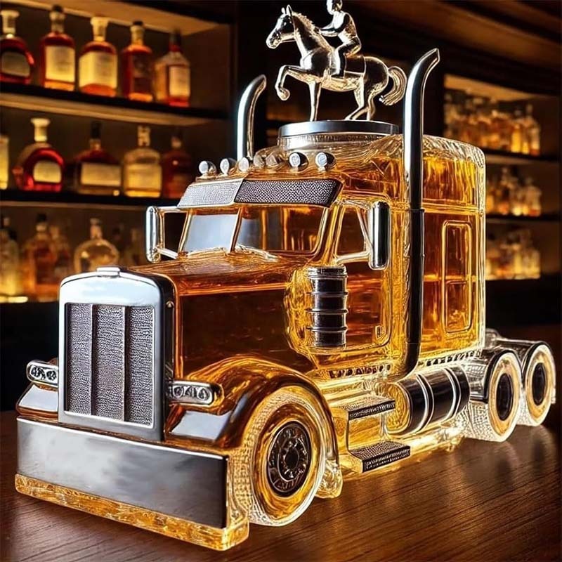 Truck Shape Glass Whiskey Bottle-Storyflask