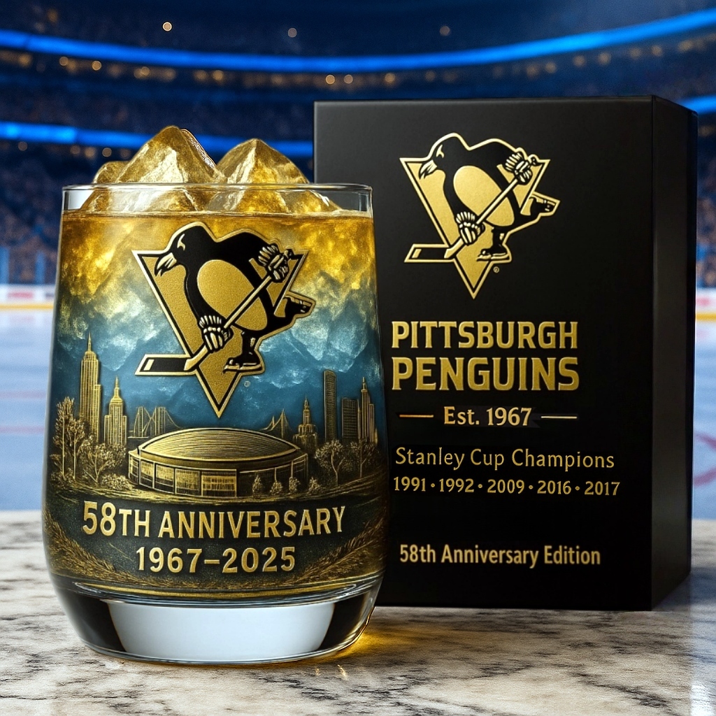 Pittsburgh Penguins 58th Anniversary Whiskey Glass-Storyflask
