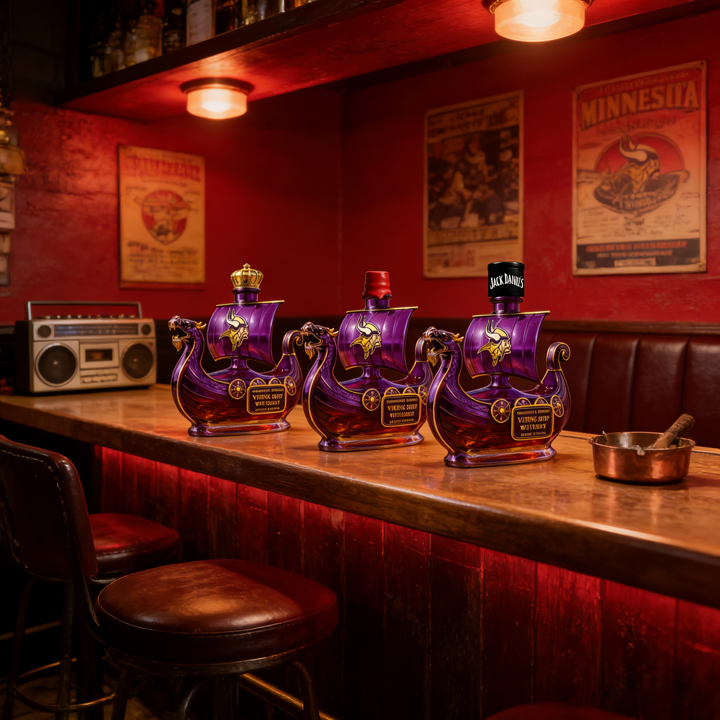 Minnesota Vikings Dragon‐head Ship Custom Whiskey Bottle - A Commanding Tribute to The Franchise’s Heritage