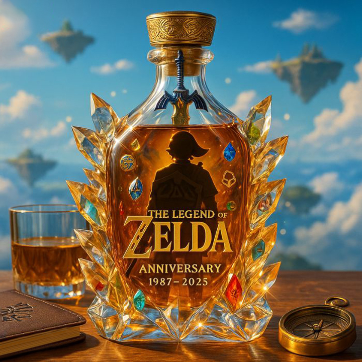 The Dazzling Legend Of Zelda 38th Anniversary 1987-2025 Whisky Bottle - A Masterpiece in Crystal & Spirit-Storyflask