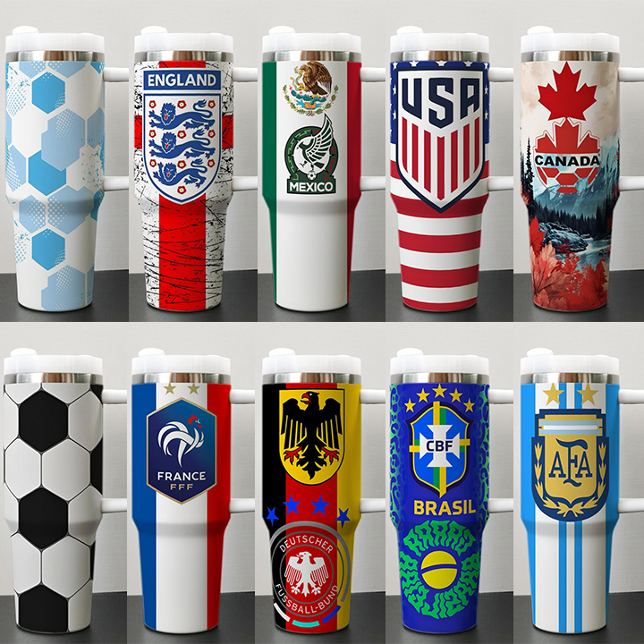 2026 FIFA World Cup Tumbler W/Handle - 40oz Premium Stainless Steel Insulated Double Mug
