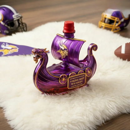 Minnesota Vikings Dragon‐head Ship Custom Whiskey Bottle - A Commanding Tribute to The Franchise’s Heritage