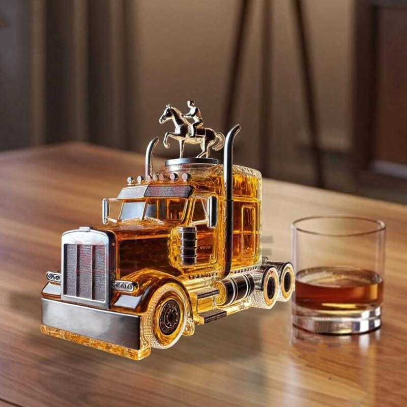 Truck Shape Glass Whiskey Bottle-Storyflask