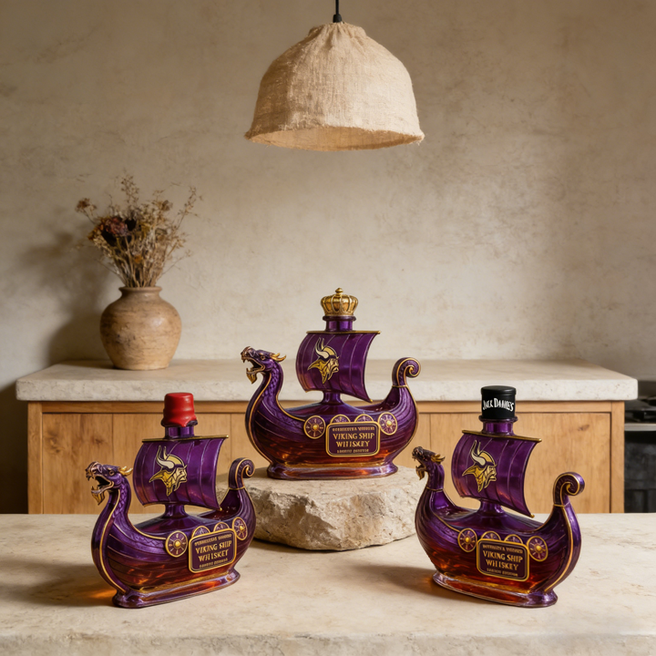Minnesota Vikings Dragon‐head Ship Custom Whiskey Bottle - A Commanding Tribute to The Franchise’s Heritage