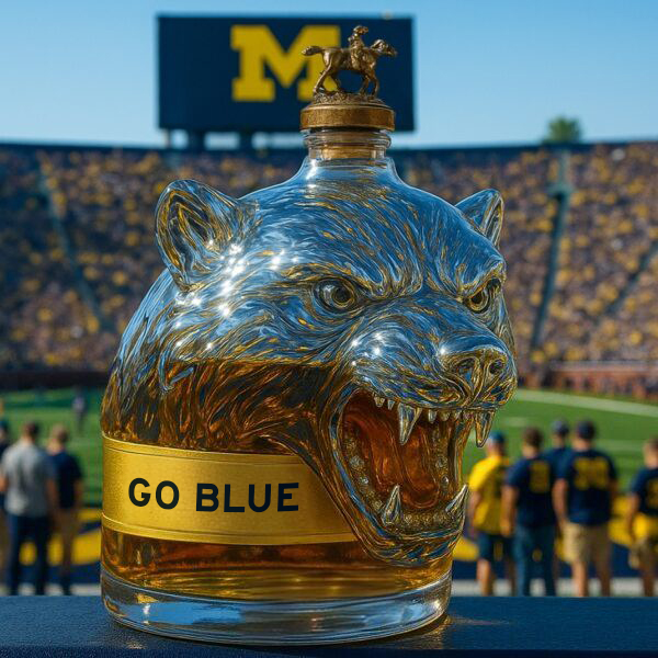 💛🥃Michigan Wolverines Mascot Whiskey Bottle-Storyflask