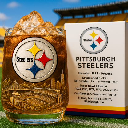 Pittsburgh Steelers Terrible Towel 50th Anniversary Whiskey Glass-Storyflask