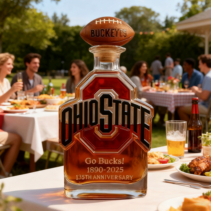 Ohio State Buckeyes Go Bucks 1980-2025 135th Anniversary Custom Whiskey Bottle-Storyflask