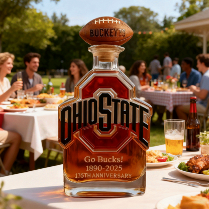 Ohio State Buckeyes Go Bucks 1980-2025 135th Anniversary Custom Whiskey Bottle-Storyflask