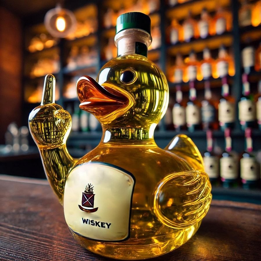 Funny Middle Finger Whiskey Duck Bottle-Storyflask
