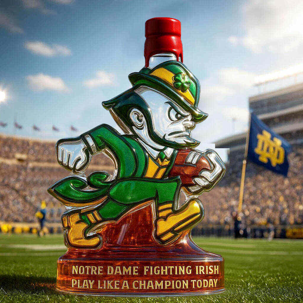 Notre Dame Latest logo The Fighting Irish Limited edition Whiskey Bottle-Storyflask