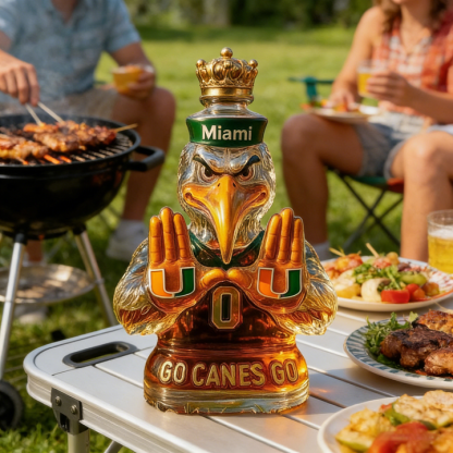 Miami Hurricanes Go Canes Go Whiskey Bottle - The One-And-Only Sebastian the Ibis