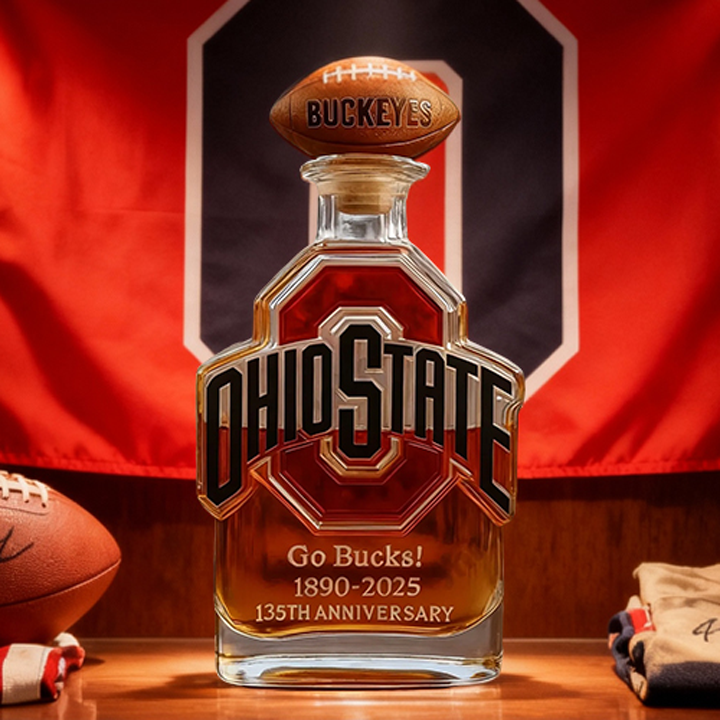 Ohio State Buckeyes Go Bucks 1980-2025 135th Anniversary Custom Whiskey Bottle-Storyflask