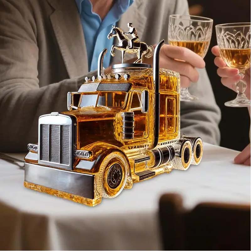 Truck Shape Glass Whiskey Bottle-Storyflask