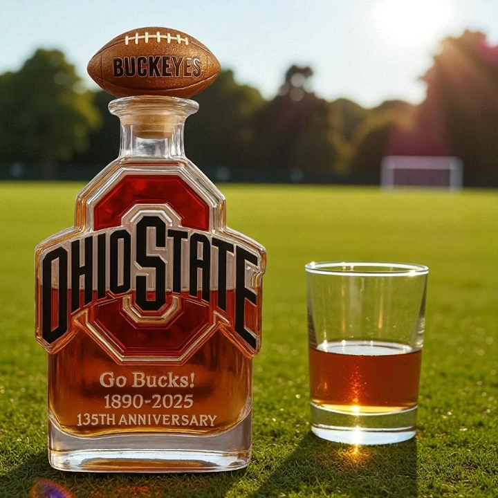 Ohio State Buckeyes Go Bucks 1980-2025 135th Anniversary Custom Whiskey Bottle-Storyflask