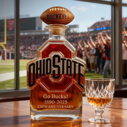 Ohio State Buckeyes Go Bucks 1980-2025 135th Anniversary Custom Whiskey Bottle-Storyflask