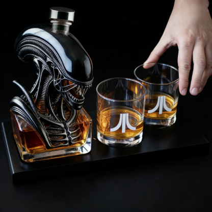 Alien-Inspired Biomechanical Decanter - Glass Art Statue Bottle for Whiskey Wine Beer