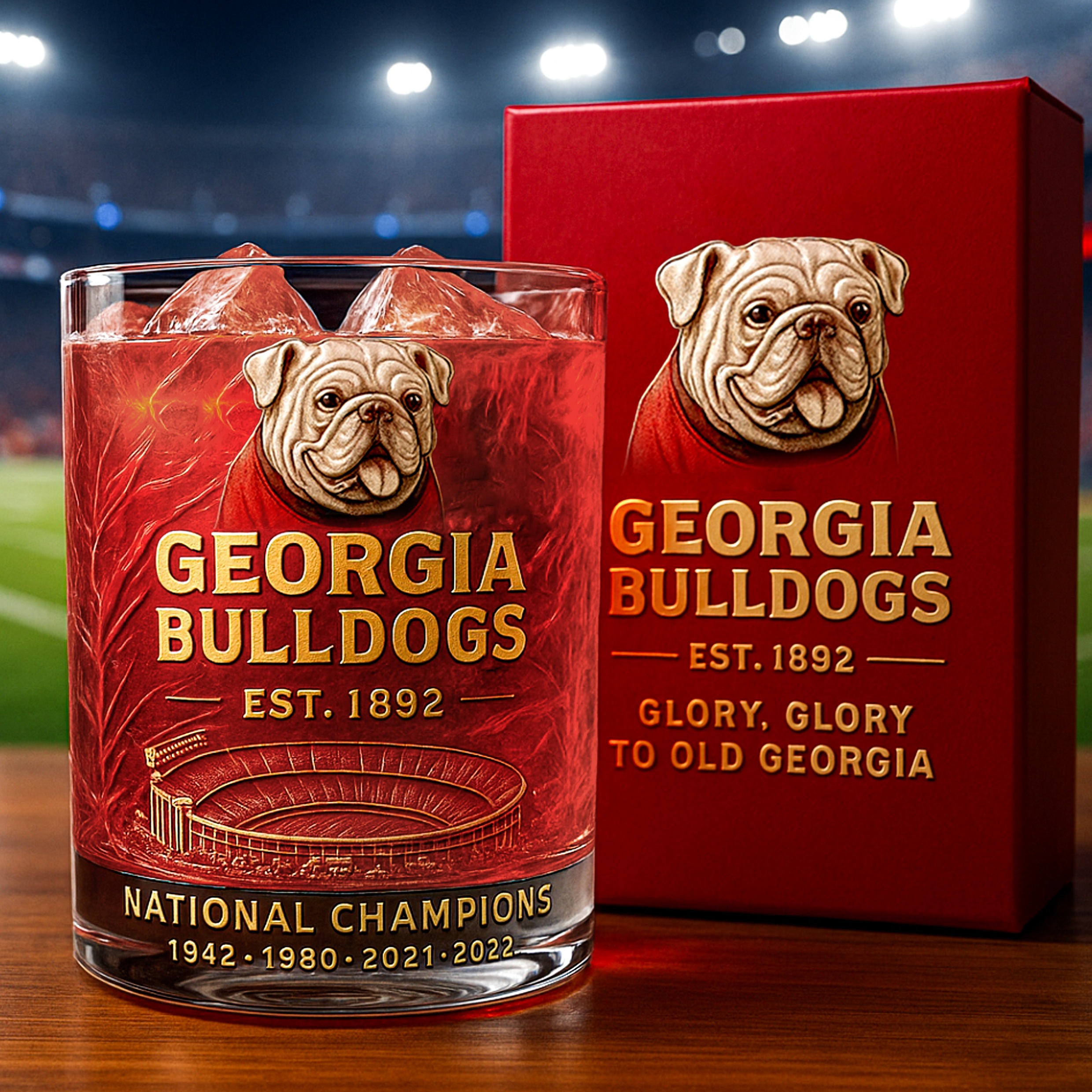 Georgia Bulldogs National Champions Whiskey Glass-Storyflask