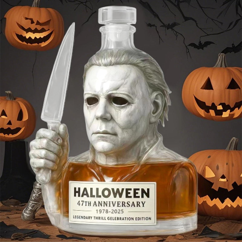 Halloween Michael Myers 47th Anniversary Casual Whiskey Lead-Free Glass Bottle 1978-2025-Storyflask