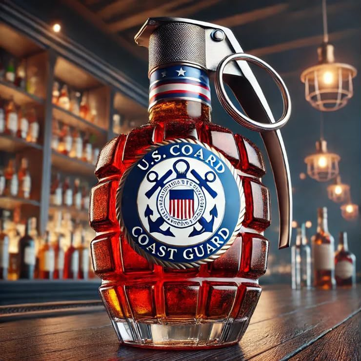 Military Style Grenade Whiskey Bottle - Collectible Engraved Hand-Grenade Shape Decanter