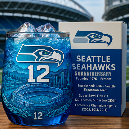 Seattle Seahawks 50th Anniversary Whiskey Glass-Storyflask