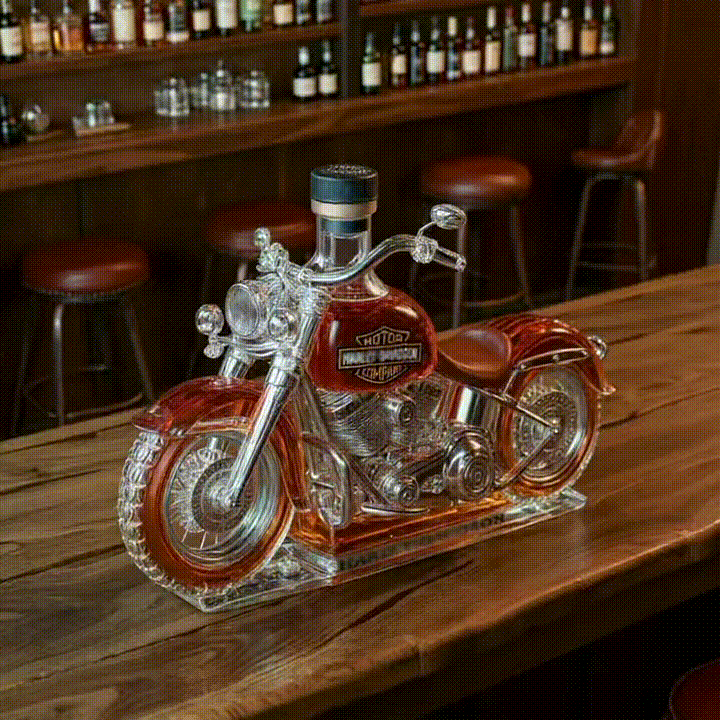 Retro Motorcycle Shape Glass Whiskey Bottle-Storyflask