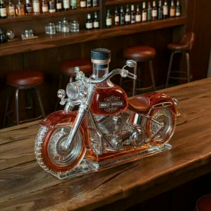 Retro Motorcycle Shape Glass Whiskey Bottle-Storyflask