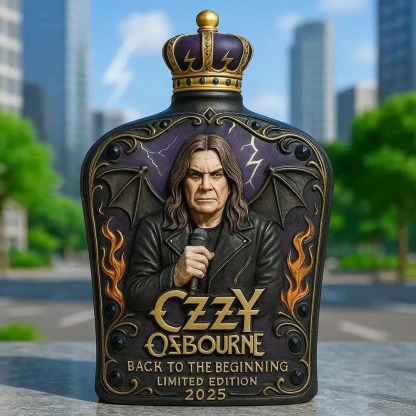 Ozzy Osbourne Embossed Glass Limited Edition Whiskey Bottle-5-Storyflask