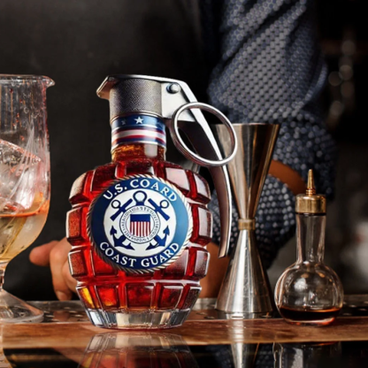 Military Style Grenade Whiskey Bottle - Collectible Engraved Hand-Grenade Shape Decanter