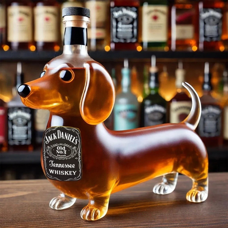Dachshund Whiskey Lead Free Glass Bottle-Storyflask