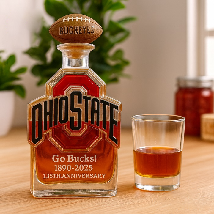 Ohio State Buckeyes Go Bucks 1980-2025 135th Anniversary Custom Whiskey Bottle-Storyflask