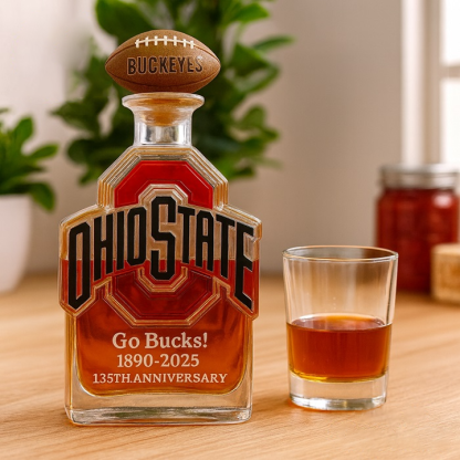 Ohio State Buckeyes Go Bucks 1980-2025 135th Anniversary Custom Whiskey Bottle-Storyflask