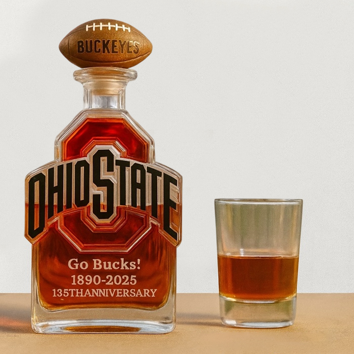 Ohio State Buckeyes Go Bucks 1980-2025 135th Anniversary Custom Whiskey Bottle-Storyflask