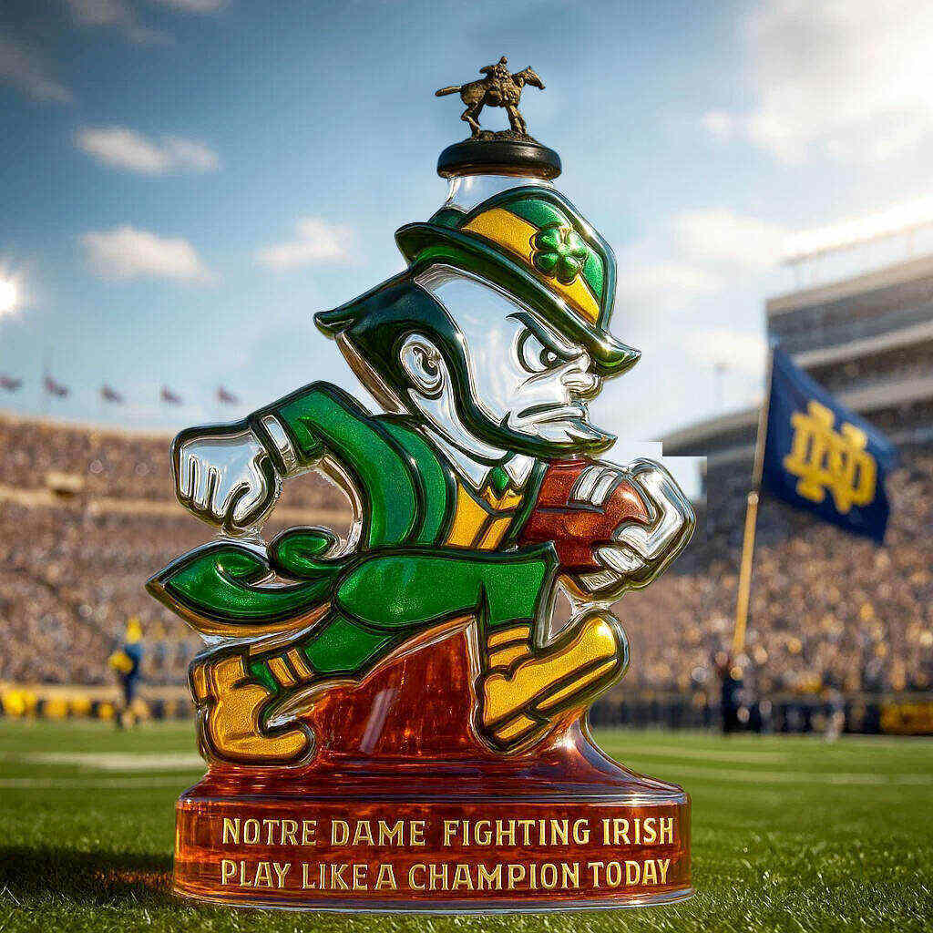 Notre Dame Latest logo The Fighting Irish Limited edition Whiskey Bottle-Storyflask