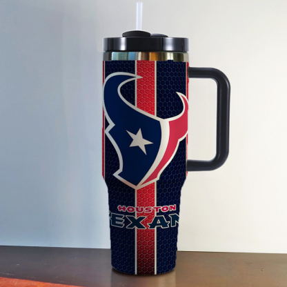 NFL Stainless Steel Tumbler with Handle and Straw - 40oz Double Wall Insulated Travel Mug with Lid