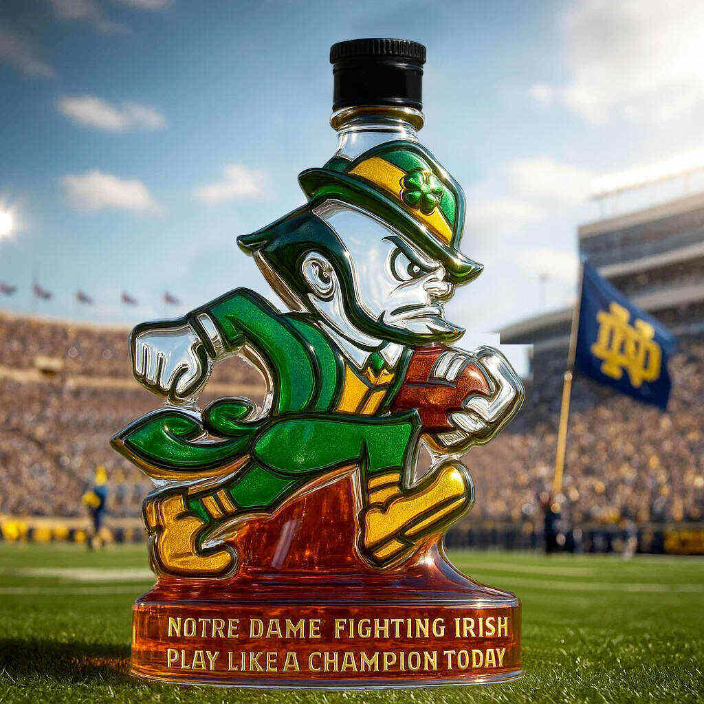 Notre Dame Latest logo The Fighting Irish Limited edition Whiskey Bottle-Storyflask