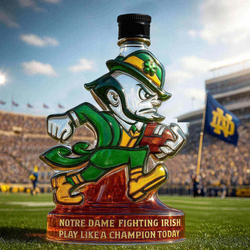 Notre Dame Latest logo The Fighting Irish Limited edition Whiskey Bottle-Storyflask