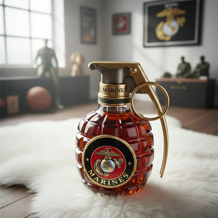 Military Style Grenade Whiskey Bottle - Collectible Engraved Hand-Grenade Shape Decanter